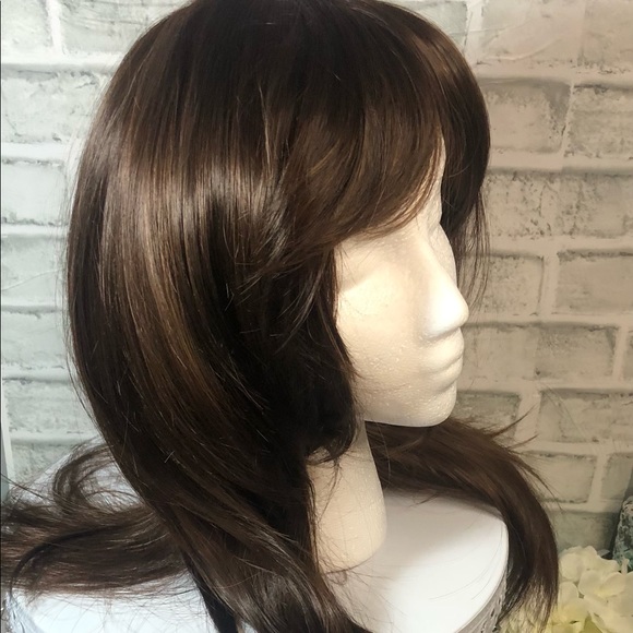Brown Layered Medium Length Wig with Sweeping Bangs - New, never worn - Picture 2 of 5